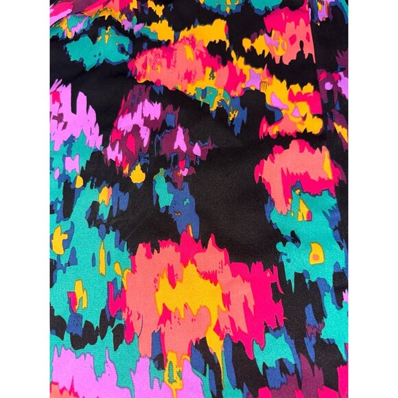 CCC Colorful Casual Boho Abstract Floral Top V Neck Long Sleeve Curved Hem Loose - Picture 6 of 6